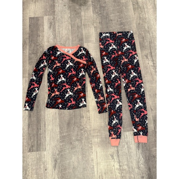 Hanna Andersson Holiday Christmas Reindeer Pajama Set - Girls Size US 14 - Picture 1 of 6